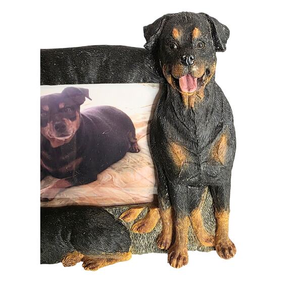 3D Rottweiler Dogs Picture Frame 4"x5" photo 7"x9" Frame Felt Back "Substantial" - Picture 2 of 6